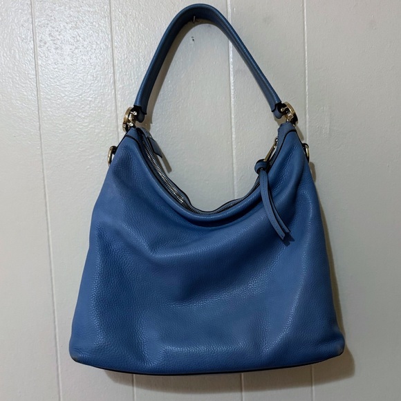 Gucci Blue Leather Hobo Bag with Gold Hardware - Picture 2 of 16